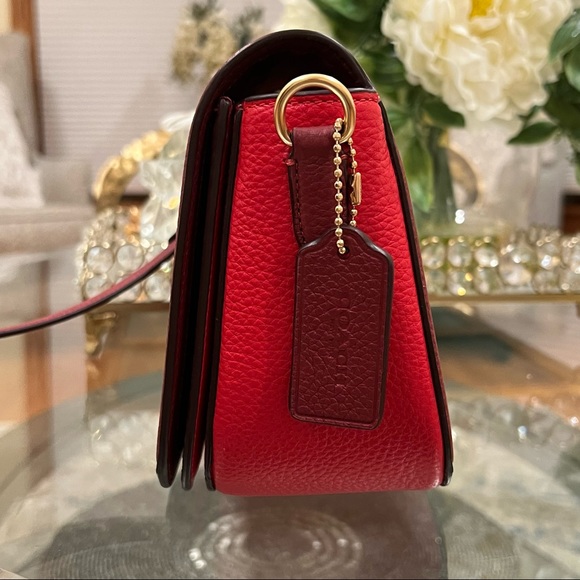 Coach Saddle In Colorblock With Horse And Carriage Crossbody Bag Violet Multi - Picture 9 of 11